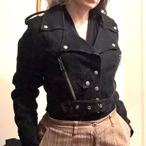 Vintage Parasuco Cropped Denim Motorcycle Jacket M